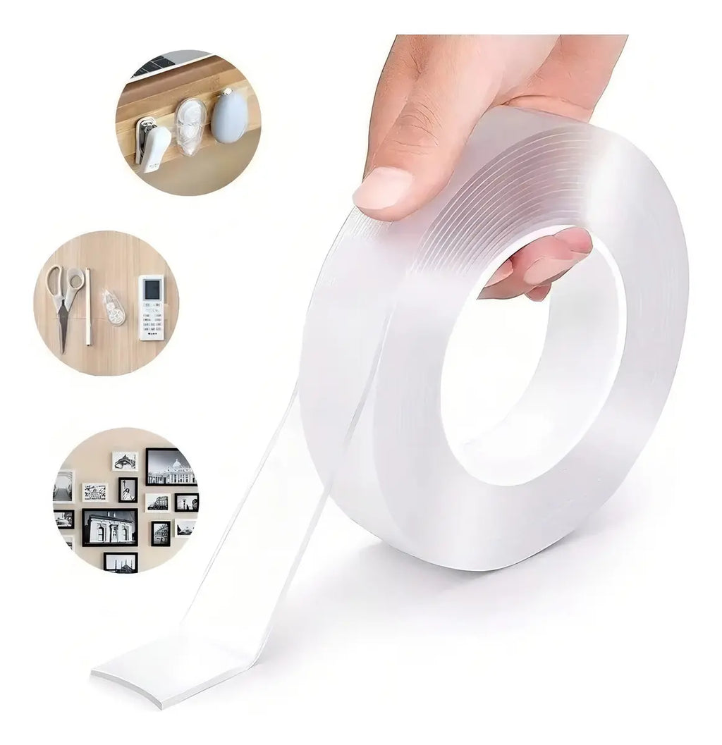 Cinta Adhesiva Doble Faz Doble Cara Transparente Reusable