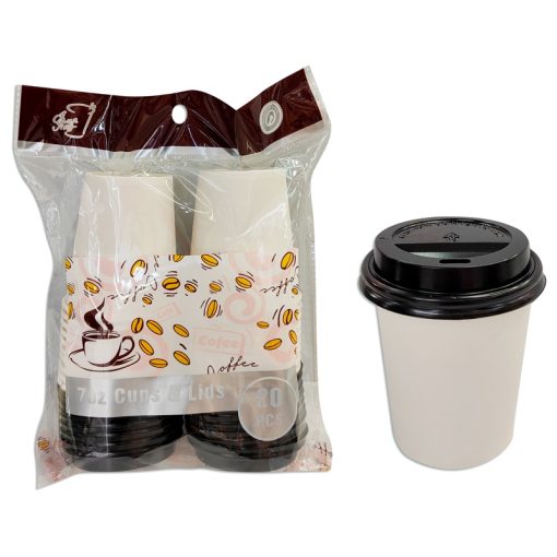 Vaso Café Descartable Con Tapa Coffe Té 220 ml 20 unidades