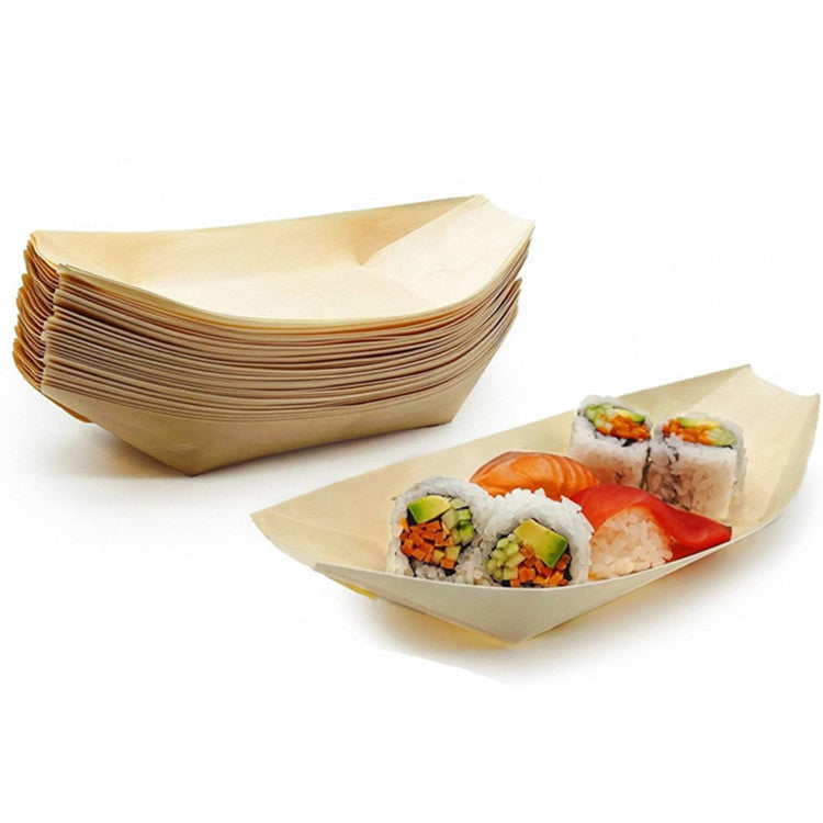 Contenedor Bandeja de Madera en forma de Barco 6 Pzas. Sushi Alimentos Plato
