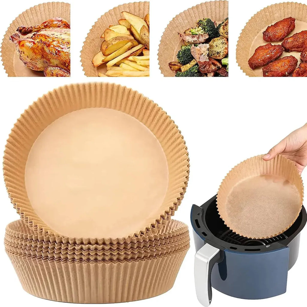 Bandeja Para Freidora Aire Redonda Pack 50 Papel Desechable