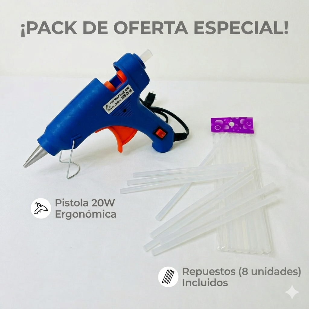 Pistola de silicona + 8 Barras de repuesto Barra caliente