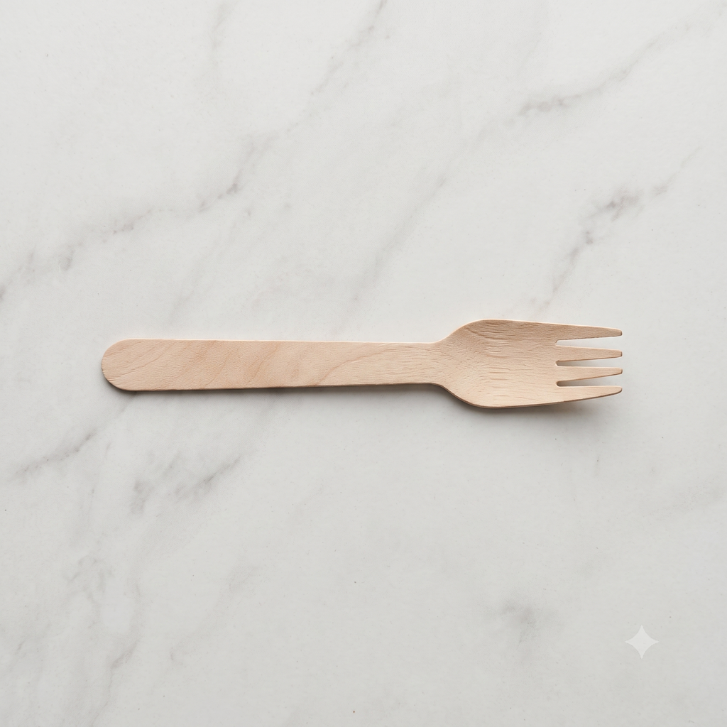 Tenedor De Madera Ecológica Descartable 16 cm Pack 20 unidades